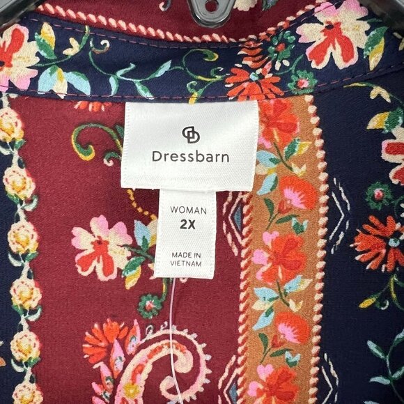 DressBarn Multi Color Button Front Shirt Blouse Size 2X - Picture 3 of 6